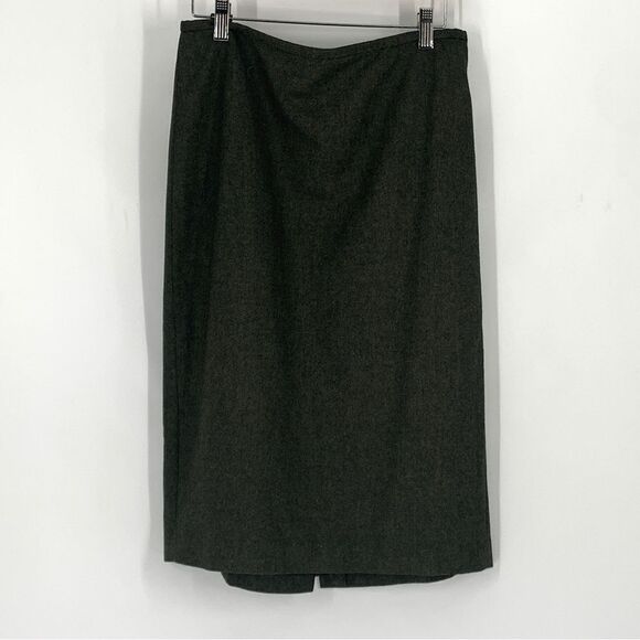 Loft Size 6 Dark Green Wool Blend Straight Midi Skirt - Picture 1 of 10